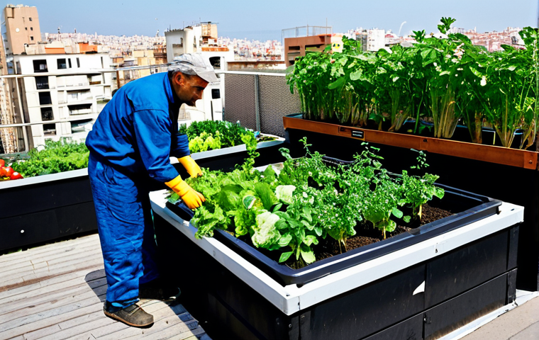 느린 생활을 위한 도시 정원 가꾸기 - Balcony Oasis**

"A cozy balcony garden in Madrid, Spain. Lush green plants in terracotta pots, colo...