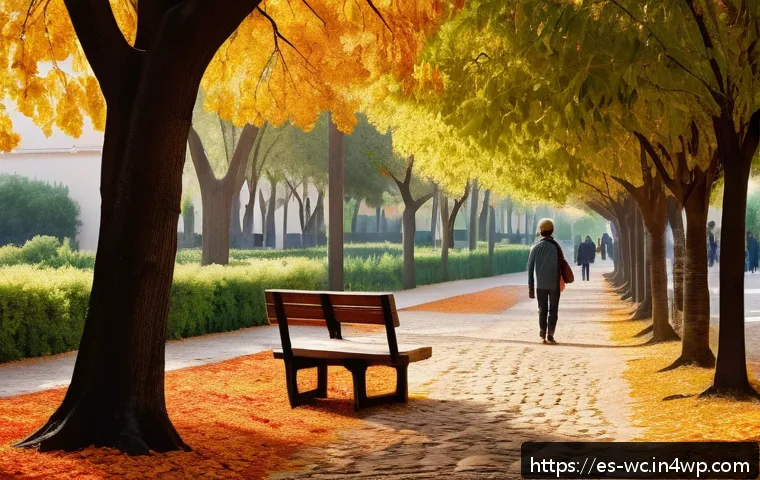 느린 생활 철학의 국제적 사례 - A serene urban park scene in Spain during early autumn, featuring a diverse group of people of vario...